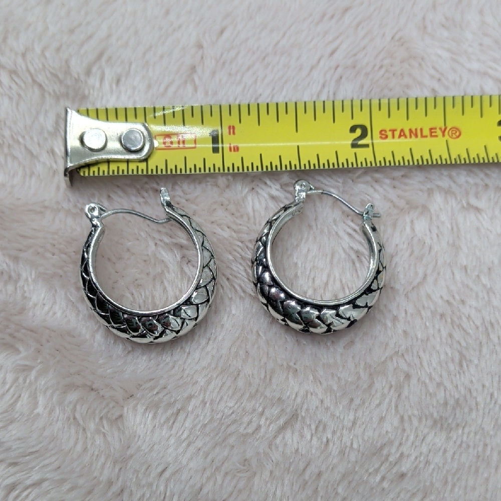 Textured Silver Hoop Earrings